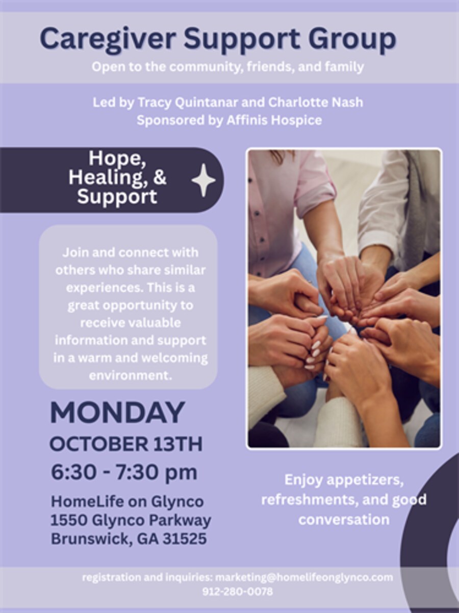 Caregiver support group event flyer