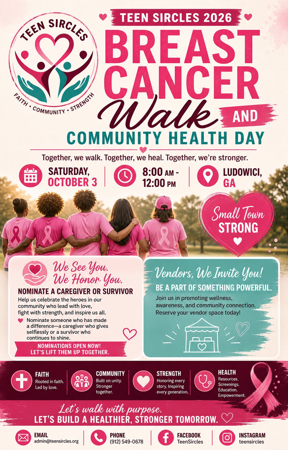 Flyer for the Teen Circles Breast Cancer Walk and Community Health Day