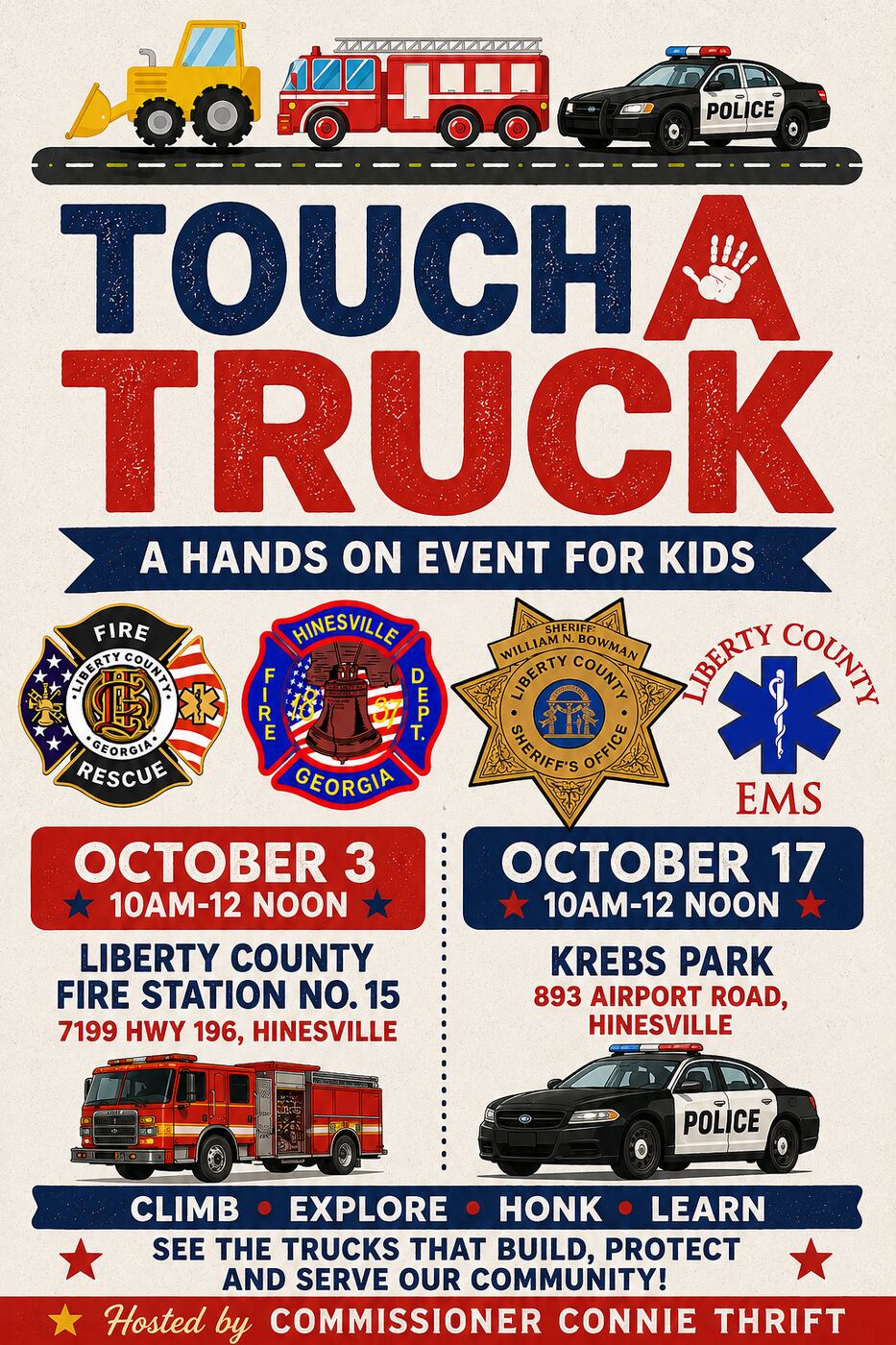 Touch A Truck hands-on event for children flyer